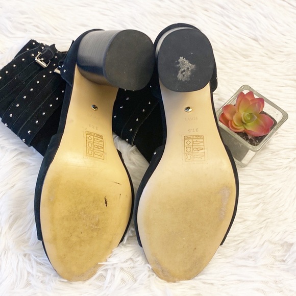 RAYE x Revolve | Matty Black Suede Studded Cuff Peep toe heel women’s 7.5 - Picture 11 of 11